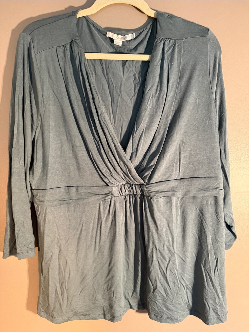 Boden Size 18 V-Neck, wrap style Tunic Top in dusty blue